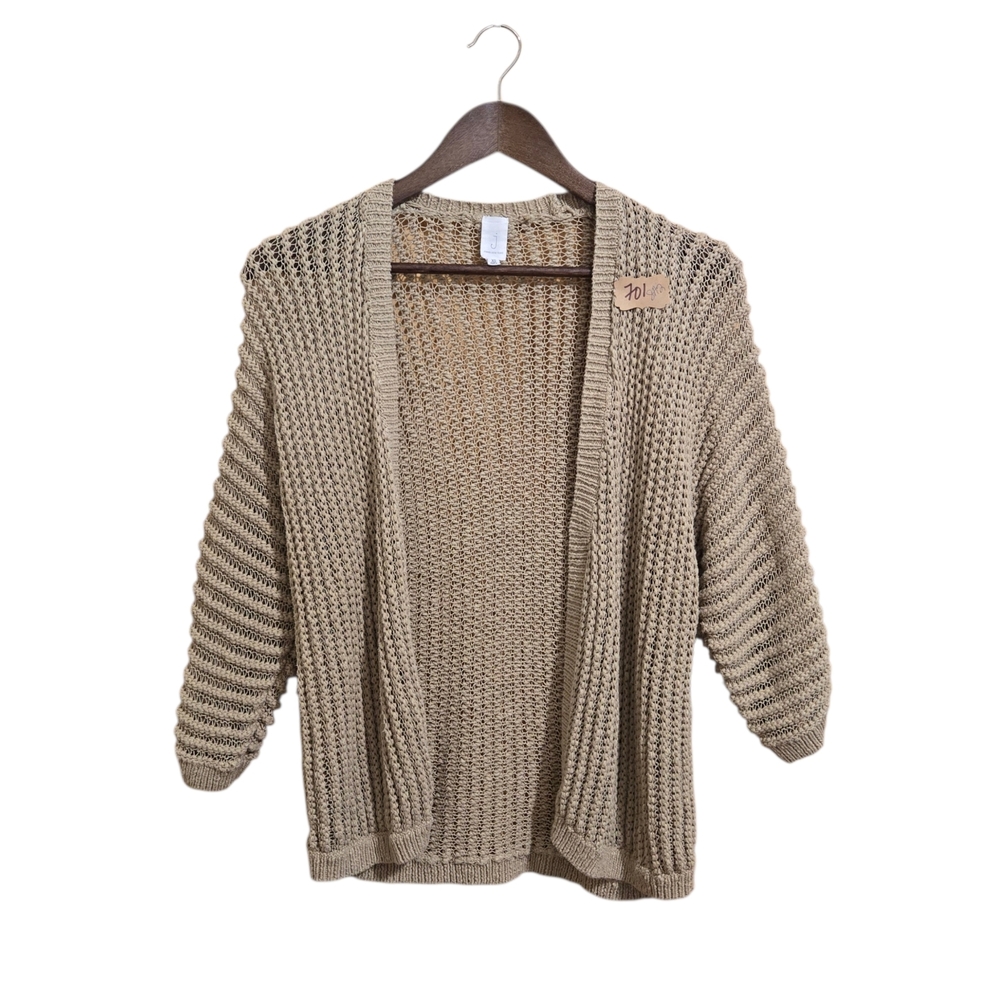 Ellen Tracy Women's Long Sleeve Cardigan Sweater Size SM White Open Front Knit